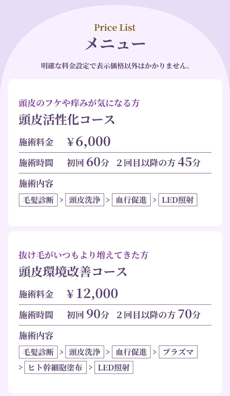 HAIR GROWTHのメニュー