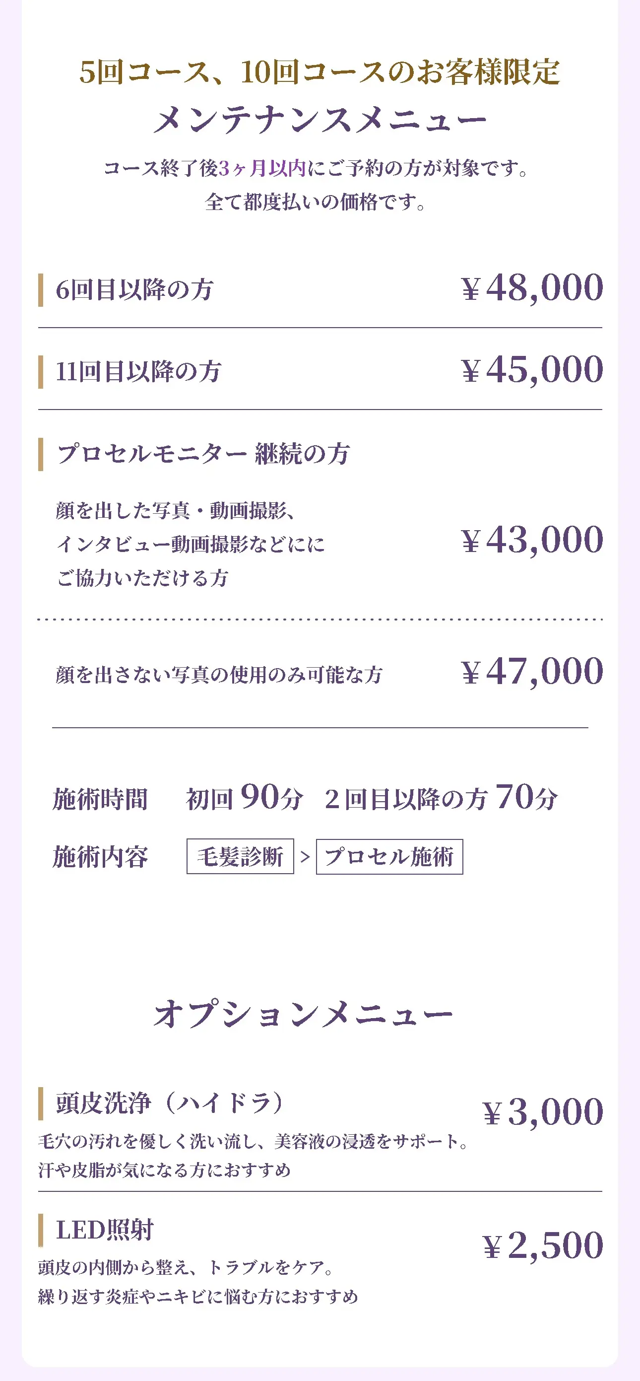 プロセル頭皮改善のメンテンス