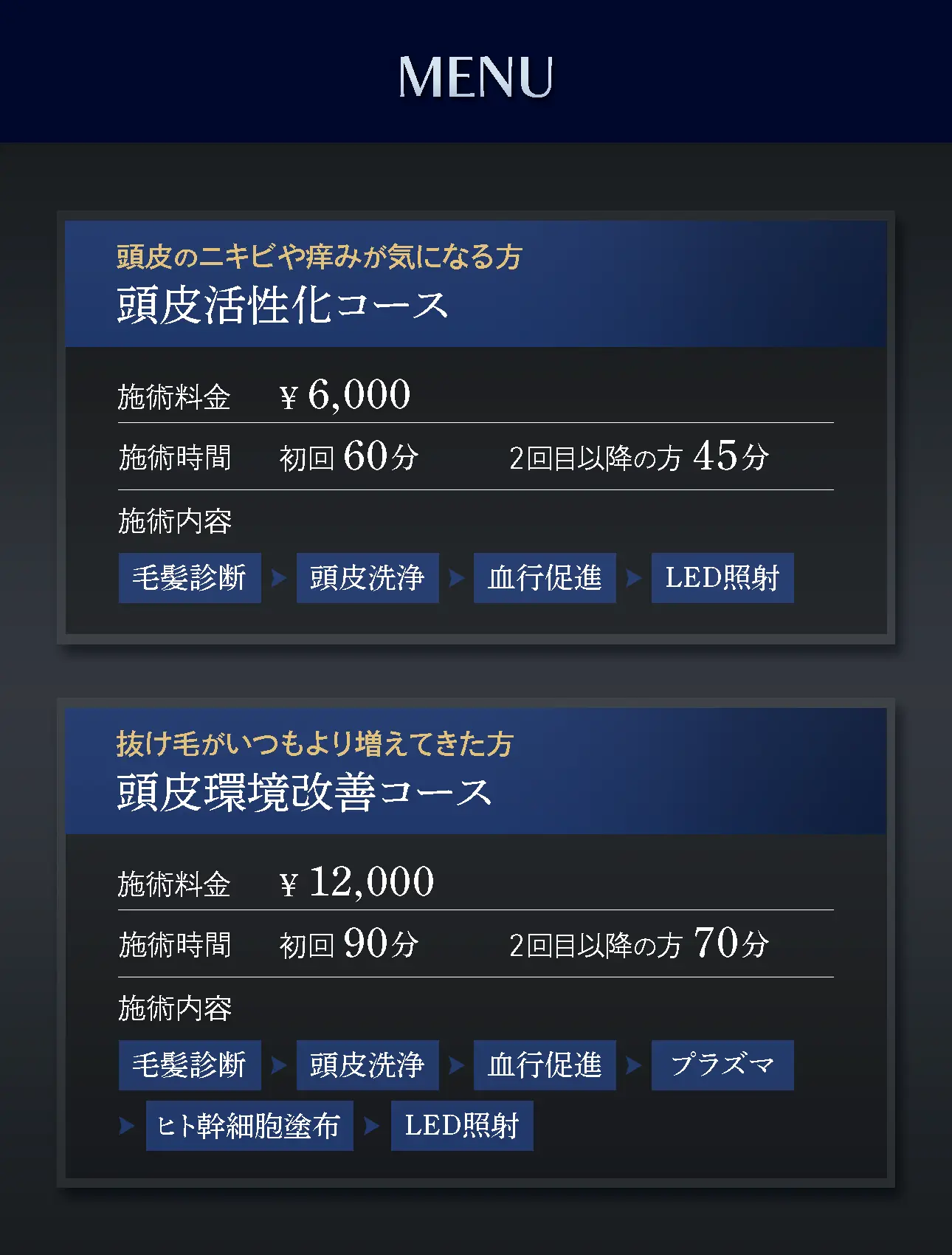 HAIR GROWTHメニュー